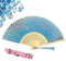 ZoomPlay Folding Hand Fan, Handheld Fan Bamboo Hand Fan for Birthday Gifts Dancing Cosplay Wedding Party, Light Blue