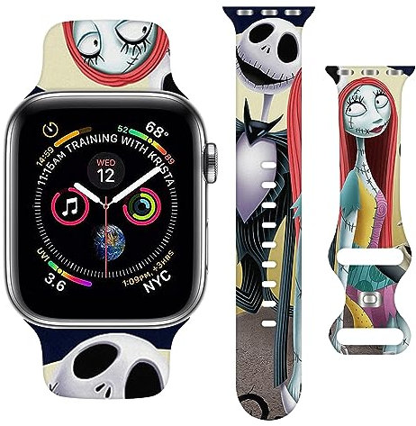 Halloween-Armband, kompatibel mit Apple Watch, 38 mm, 40 mm, 41 mm, 42 mm, 44 mm, 45 mm, 49 mm, verstellbar, austauschbar, weiches Silikon, Cartoon-Sportarmbänder für iWatch Ultra Serie 9, 8, 7, 6, 5,