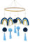 Holz Baby Mobile Babybett Windspiele, Hängende Makramee Regenbogen Boho Quasten Bettglocke Windspiel für Babyzimmer Deko Kinderzimmer Wanddeko Dekoration Jungen Mädchen (Blau)
