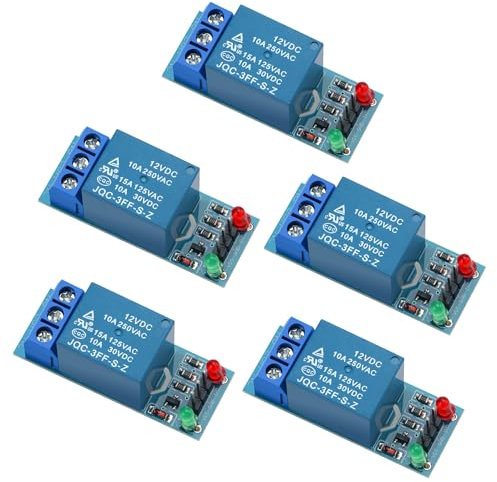 VooGenzek 5 PCS 12V 1-Channel Relay Module Board Shield Low Level Trigger, with LED Indicator, for PIC AVR DSP ARM MCU Compatible with Arduino