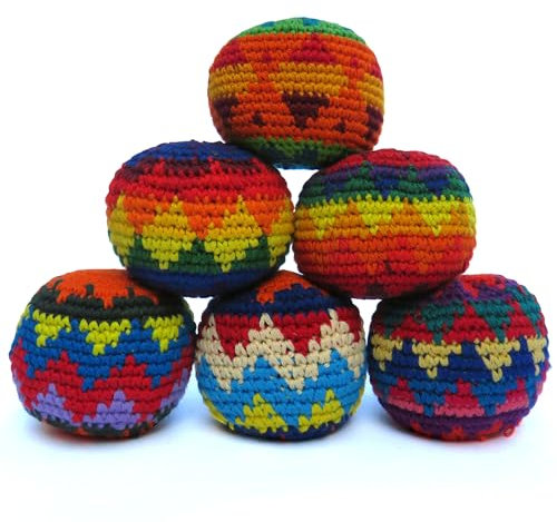 Hacky Sack, sacs à chaussures tricotés, balles de jonglage, sacs Haki, Kick Balls – Couleurs et styles assortis – Lot de 6