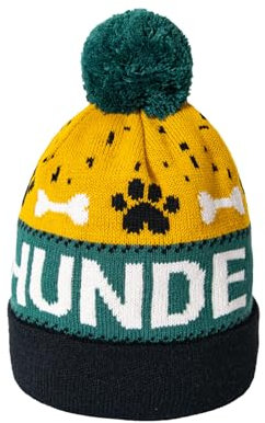 Happy Words Hüte, Mützen & Caps für Herren Hunde Papa - Mütze Herren mit Bommel - Warm Wintermütze mit Buntem Muster - Strickmütze aus Acrylgewebe - Geschenke für Männer - Geschenk für Hundefreunde