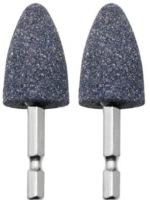 Folpus 2pcs Grinding Wheel Head Fine Sanding 6.35mm Grinding Wheel Hex Drill Bit Machinery Wood Products Jewelry Carbide, Conical 71mm