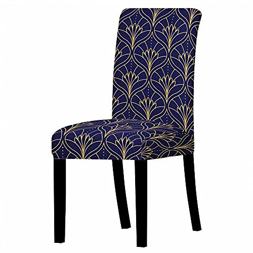 Elastic Chair Cover Dining Chair Decor,Dark Blue Rose Gold for Dining Chairs Stretch Spandex Elastic Band Dining Chairs Covers(Set of 6)