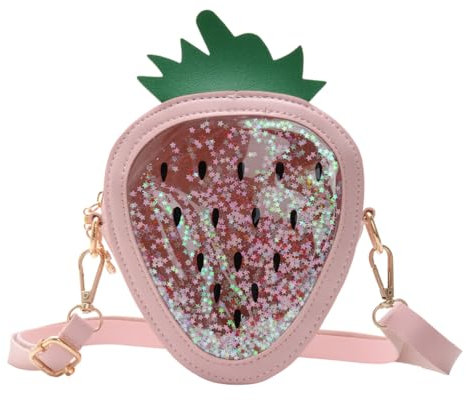 Holibanna Umhängetasche Kinder Geldbörse Zelle damen erdbeer geldbörse Obst Schultertasche Beutel in Fruchtform mit Pailletten Outdoor-Mädchen-Geldbörse draussen Geburtstagsgeschenk PU-Leder
