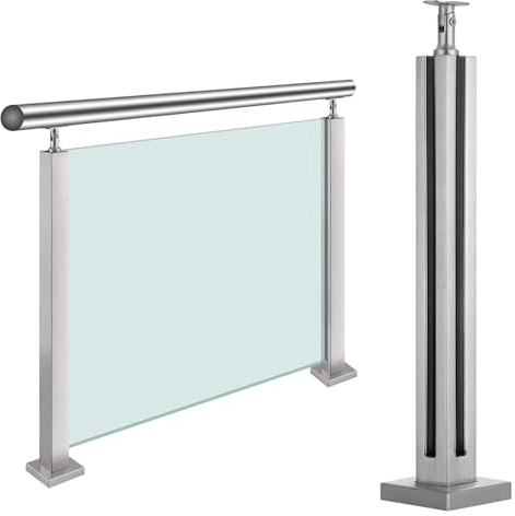 Glasgeländer Pfosten Geländer Glasgeländer-Pfostenklammern, Glas-Treppengeländer-System für den Innenbereich mit Zapfenschlitzen & stabilem Sockel für Balkon, Zaun, Dachgeschoss, Villen, Flur, Terrass