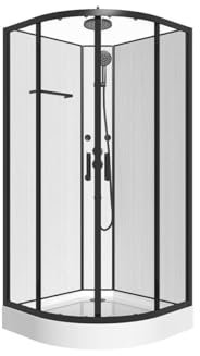 Vente-unique - Cabine de douche hydromassante en fibre de bambou - Noir mat - L80 x l80 x H225 cm - ZALIFA