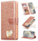 SEHEYA für Samsung Galaxy A55 5G Klapp-Handy Hülle Roségold PU Leder Glitzer Herz Diamond Design Mädchen Handyhülle Flip Brieftasche Kartenslots Schutzhülle für Galaxy A55 5G