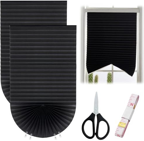2 Pack Temporary Blackout Blinds, VEGCOO 180 * 90cm Stick on Curtains Blackout Blinds with 4 Clips, No Drill Blinds Blackout Curtains for Bedroom Kitchen Bathroom Windows Nursery Loft Travel RV Car