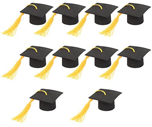 Mipcase Graduation Caps Cake Topper: 10pcs Mini Trencher Caps Decorations Cupcake Toppers Mini Graduation Caps for Graduation Party Congrats