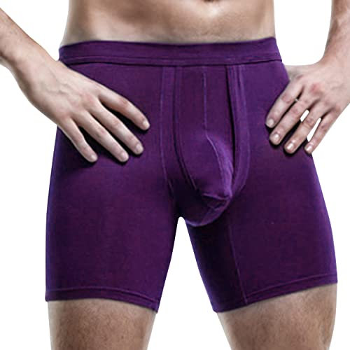 Herren Boxershorts Unterwäsche Pants Bequeme Reizvolle für Männer Summer Thin transparent Ice Silk Boxer atmungsaktiv Männer Taille Nicht-weiche Einfarbige Sport Unterwäsche (Purple, XXXXL)