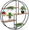 Kyto Wandregal rund | 45 Durchmesser | Robustes deko Regal aus Metall und Vier Holz Ebenen (45cm)