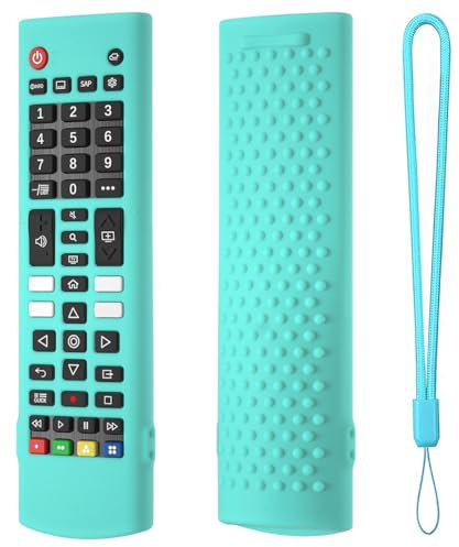 Fiorky Funda de Silicona for Control Remoto LG TV Remote AKB75095307 AKB76040302 con Cordón Funda de Silicona Funda Protectora for Controlador Piel Antideslizante Cubierta remota Reemplazo