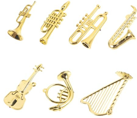 7st Christbaumschmuck Für Musikinstrumente Tütenfüller Für Weihnachtsfeiern Weihnachtsbaum Musikinstrumente Puppenhaus-miniaturinstrument Mini Posaune Plastik FUNOMOCYA