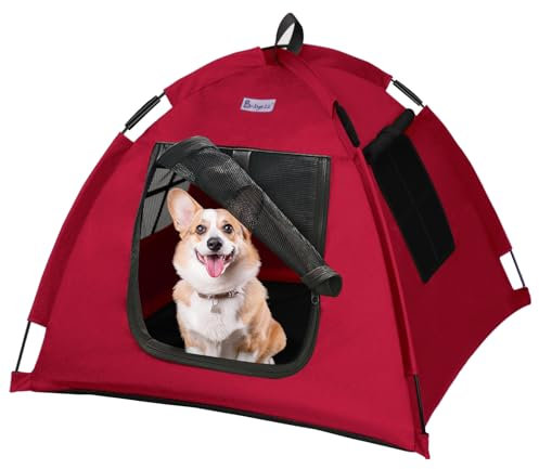 Babyezz Hunde/Katzenzeltbett, Wasserdichtes Tipi Zelt,Atmungsaktives,Waschbares Hundehaus Für Drinnen Und Draußen,Tragbares Hundehöhle/Katzen Höhle,Für Kätzchen,Welpen (Rot, S)