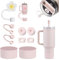 Set d'accessoires pour Stanley Cup- 6 bouchons en silicone anti-fuites, 2 couvercles pour pailles, 1 étui en silicone, Stanley Cup Accessories pour Stanley Cup 800ml -1100ml Tumbler (Rose Quartz)