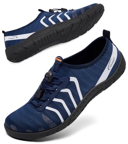 Steppli Beach Swim Aqua Water Shoes Pool Sea Surf Breathable Non Slip Lightweight Shoes for Men Women Blue EU41=UK7.5