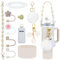 Velaco 11 PCS Accessories for Stanley Cup, Water Bottle Handle Strap for Stanley 30/40 oz tumbler with handle, including Straw Toppers, Silicone Cup Boot, Keychain Charms - White