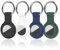 4 Pezzi Custodia per AirTag in Silicone con Portachiavi, Compatibili con Apple Airtag, Protezione Anti-Perdita e Antigraffio, Leggere e Durevoli, per Chiavi, Borse, Bagagli Nero, Verde, Bianco, Blu