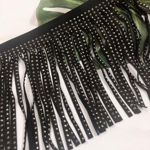 SHTGOI Lederfransenbesatz 5 Yards PU-Leder Fransenquaste Kunstleder Fransen Besatzmen Leder Nähen Quaste Fringe für DIY Nähen Kleid Handwerk Rock, Kleidung Vorhang Taschen