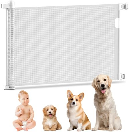 Kuro sagol Baby-Treppenschutzgitter 150cm, 88 cm hoch ausziehbar Einhändig bedienbar Sicherheitsgitter Wohnung für Treppen/Türen/Innen & Außen, Weiß