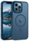 GUAGUA Funda Magnética para iPhone 12 Pro MAX y 13 Pro MAX, Compatible con MagSafe Carcasa Protectora Antigolpes Translúcida Mate Trasera Fina Robusta TPU PC Anti-Amarilleo Case, Azul