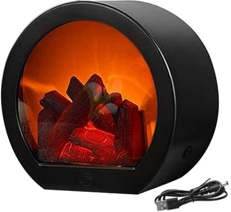 Chimenea Eléctrica Sin Llama Realista LED Chimenea Linterna Temporal Con Pilas Portátil De Mesa Efecto De Quemador De Leña Eléctrico Fuego For Decoración Chimenea Falsa Rodea Lámpara Ambiente For Chim