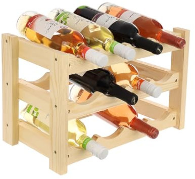 GoodFreshDecor Range Bouteille Casier À Vin pour 12 Bouteilles Stable en Bois De Pin Couleur Naturelle 43 x 24 x 29 cm