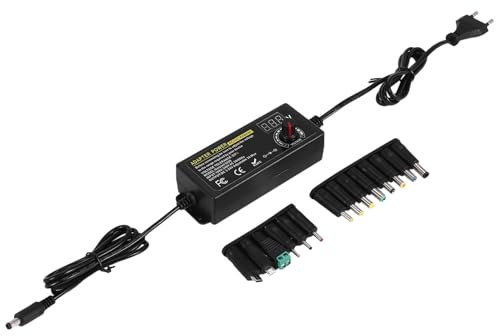 TagIo Fuente de Alimentación Universal 24V3A 72W, Adaptador de CA A CC 3V-24V Adaptador de Corriente Ajustable con Pantalla de Voltaje LED Enchufe Europeo
