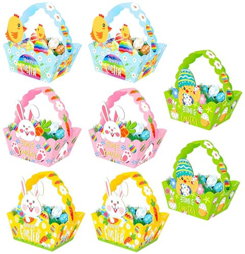 8 Stück Osterkörbchen Bastelidee Osternester zum Befüllen, Ostern Geschenke Kinder, Osterdeko Outdoor, Osternest, OsterköRbchen Kinder, Osterhasen DIY Osternest Geschenkkörbchen