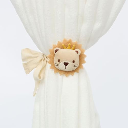 RAMTRIO Gardinenclips Raffhalter Seil Vorhang Raffhalter, 2 Stück Löwe Vorhanghalter Gardinen Raffhalter Cartoon Löwe Gardinenhalter Vorhanghalter, Gardinen Halter für Wohnzimmer Outdoor Zubehör