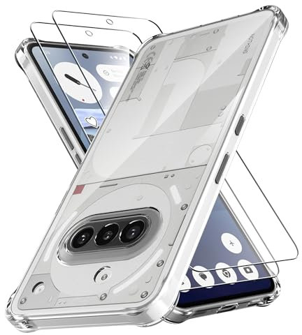 Anoowkoa SOFT Silicone TPU Case Nothing Phone 3a Phone Case Clear+2 Pack Screen Protectors Tempered Glass Film Protective Bumper Cover Transparent Shock Absorption