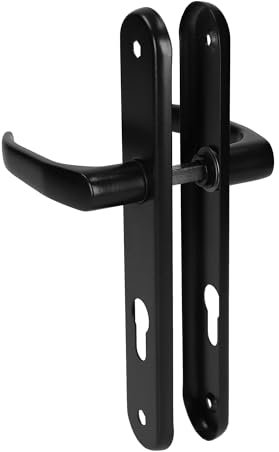 MonJar Langschild Türbeschlag Türdrücker Türgriff Türklinke Drückergarnitur Links Rechts 72mm (Profilzylinder-PZ Schwarz)