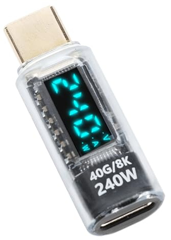 USB C Adapter Power Messer Tester PD 240W USB C Männlich an Weibliche Erweiterungsadapter mit Digitalem Display 8K 60 Hz 40 Gbit/S Transfer