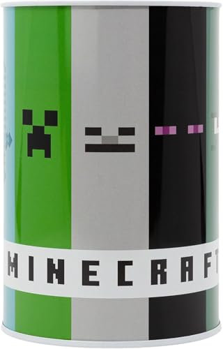 Minecraft Metall-Sparschwein – Kinder-Spardose zum Öffnen – Gelddose mit Gaming-Thema zum Sparen von Münzen und Scheine für Gamer, Größe 15 cm