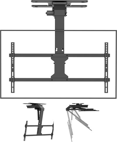 Xantron DEHA-800EXL-Roto TV Deckenhalterung elektrisch, klappbar & schwenkbar/Fernseher Deckenhalterung für 43-86 Zoll / 180 Grad schwenkbar / 3-in-1-Steuerung/Kollisions-Sensor bis 45 kg