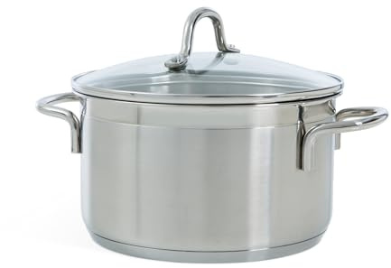 BK Vision 18/10 Edelstahl Ø 18 cm/2 l Kasserolle mit Glasdeckel, Induktionsgeeignet, Ofenfest bis 220 °C, Spülmaschinenfest, Hochglanzpoliert, Silber