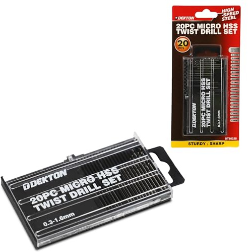 Dekton 20PC Micro HSS-R Edge Twist Drill Set | 118-Degree Angle Point | High-Speed Steel | Ideal for Metal Drilling | Versatile for Wood & Plastic | Precision Engineered for Superior Performance