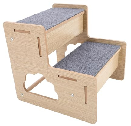 Abaodam Weiche Holz Hundetreppe mit Rutschfester Oberfläche Kleine Haustiertreppe für Sofa und Bett Komfortable Kletterhilfe für Ältere Hunde und Katzen