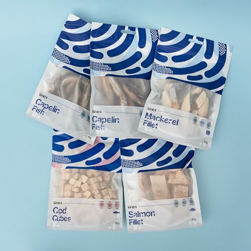 Freeze-Dried Dog and Cat Treats Bundle - 5 Pack Healthy Dog Treats for Single Ingredient Snack, Perfect Match for Cat Food and Dogs Food, Including 2 Bag Capelin, Salmon, Mackerel, Cod