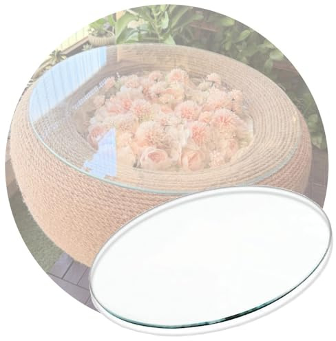 KGPGNYMYHA Plateau De Table Rond en Verre Transparent De 40 50 60 70 80 90 100 110cm Protection De Table en Verre Trempé pour Table De Patio Extérieure(50cm-19.6in)