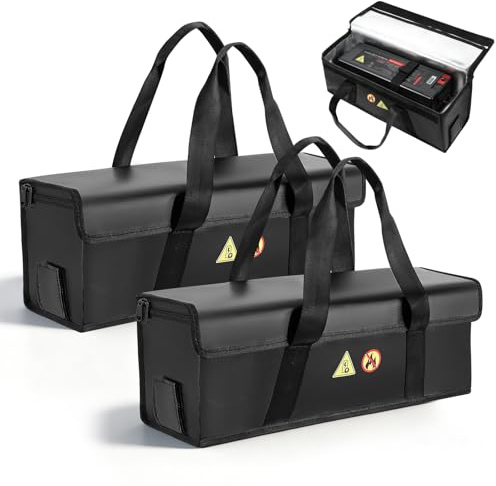 Ebike Akku Tasche Feuerfest 2 Stück,Bis 2300 °C,Wasserdicht,Explosionssicher,8 Lagen Feuerfest,Feuerfeste Box Für Lagerung,Transport,Laden