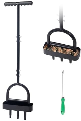 GREELUE Rasenlüfter Aerifizierer für Rasen, 3 Hohlzinken Rasenbelüfter Rasenspecht, Hohlspoon Rasen Lüften Gerät - Für Rasen Aerifizieren & Verdichtete Böden (Schwarz-A)