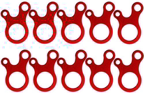 AVESON Seilspanner Camping, 10 Stücke Zeltleinenspanner 3 Loch Dreilochspanner Cord Adjuster Zelt Spanner Seil Teller Aluminium für Wandern Mehrtageswanderungen Aktivitäten im Freien Zeltzubehör, Rot