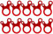 AVESON Seilspanner Camping, 10 Stücke Zeltleinenspanner 3 Loch Dreilochspanner Cord Adjuster Zelt Spanner Seil Teller Aluminium für Wandern Mehrtageswanderungen Aktivitäten im Freien Zeltzubehör, Rot