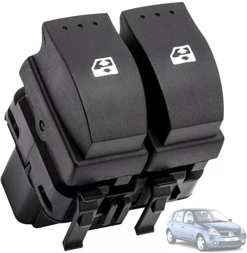 Twowinds - Interruptor Elevalunas 8200060045 Compatible con Renault Clio 2, Trafic, Opel Vivaro - Puerta Delantera Izquierda (Lado Conductor) - Botonera Ventanilla - Botón Doble