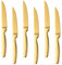 BISDARUN Steakmesser Set mit scharfem Wellenschliff Edelstahl 6-teilig Tafelmesser Gold Fleischmesser Steak Knives Set Länge 22 CM/8,66 Inch