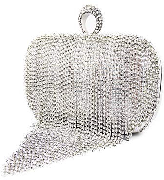 Pochette du soir pour femme, sac à main de broderie de créateur, sac à main du soir, sac de mariage, porte-monnaie pour femmes (Argent)