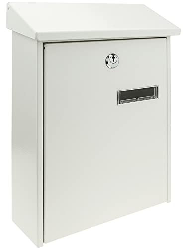 PrimeMatik - Briefkasten Postkasten metallische Weiss Farbe für wallmount 235 x 75 x 315 mm
