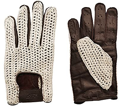 Simoni Racing GV2XL Guanti da guida per auto in stile vintage in Pelle e rete in cotone, Taglia XL - Guanti da Guida per Auto e Moto